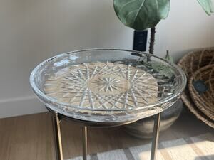 Vintage Rogaska Gallia 12” Serving Plate Platter Crystal Lead Clear Floral